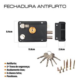 Fechadura Anti-furto com Pino Duplo e Chave Tetra Elite - 2
