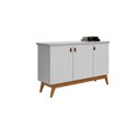 Ver imagem 2 de Buffet / Bancada / Balcão / Aparador Abs Estilo Retrô com Pés em Madeira 3 Portas Puxadores em Couro