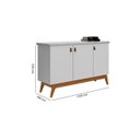 Ver imagem 3 de Buffet / Bancada / Balcão / Aparador Abs Estilo Retrô com Pés em Madeira 3 Portas Puxadores em Couro