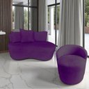 Ver imagem 1 de Kit Namoradeira + Poltrona Yara Orgânica Veludo Roxo