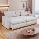 Ver imagem 1 de Sofá Cama Retrátil e Reclinável 3 Lugares Bouclé Gelo França 210cm Yescasa