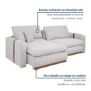 Ver imagem 3 de Sofá Cama Retrátil e Reclinável 3 Lugares Bouclé Gelo França 210cm Yescasa