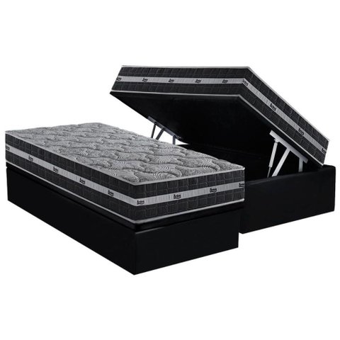 Cama Box Baú Solteiro: Colchão Molas Masterpocket Ensacadas D Angelis Anjos Black Graphite + Base