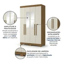 Ver imagem 4 de Guarda-Roupa Solteiro 4 Portas, 2 Gavetas, Pés e Espelho Noronha Cinamomo/Off White