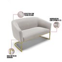 Ver imagem 3 de Sofá Namoradeira 2 Lugares Base Industrial Dourado Stella Veludo D03 - D'Rossi Cor Cinza