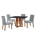 Ver imagem 1 de Conjunto Sala de Jantar Mesa Floripa 120x90cm Preto com 4 Cadeiras Dallas Linho Cinza