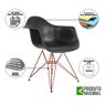 Mesa Jantar Industrial Retangular Amêndoa 137x90cm Base V Cobre com 6 Poltronas Pretas Eames Eiffel - 4