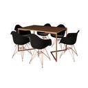 Ver imagem 2 de Mesa Jantar Industrial Retangular Amêndoa 137x90cm Base V Cobre com 6 Poltronas Pretas Eames Eiffel