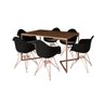 Mesa Jantar Industrial Retangular Amêndoa 137x90cm Base V Cobre com 6 Poltronas Pretas Eames Eiffel - 2