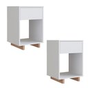 Ver imagem 1 de Kit 02 Mesa de Cabeceira 1 Gaveta 36 Cm B88 Branco Montana Novam
