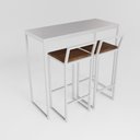 Ver imagem 1 de Bancada Cozinha Balcão Gourmet Branco 2 Banquetas Estofado Br
