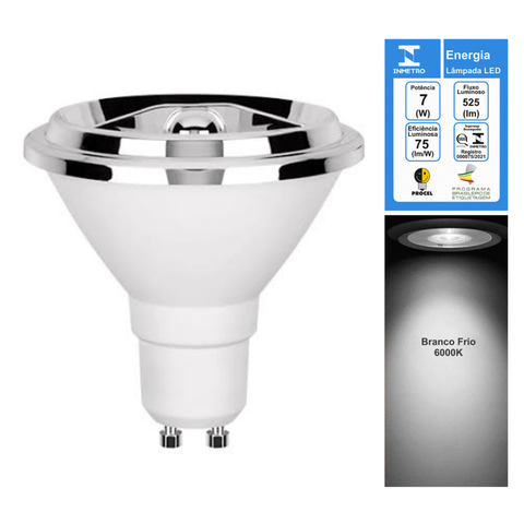 Lampada Led 7w Ar70 Gu10 Branco Frio 6500k Bivolt