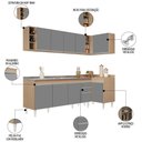 Ver imagem 4 de Armário de Cozinha Modulado de Canto Esquerdo 5 Peças Cp54 com Pia Inox Castanho/cinza - Lumil