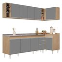 Ver imagem 1 de Armário de Cozinha Modulado de Canto Esquerdo 5 Peças Cp54 com Pia Inox Castanho/cinza - Lumil