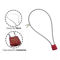 Cadeado Papaiz Urban Vermelho com Cabo de Aço 30/780 Mm - 2