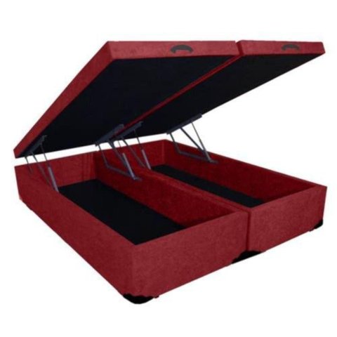 Cama Box Baú Queen Bipartido 158x198x42 Vermelho