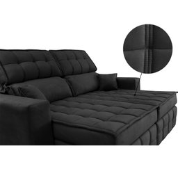 Sofá Retrátil e Reclinável 1,80M Molas Ensacadas e Costura Tripla Cama Inbox Nobre Suede Preto - 4