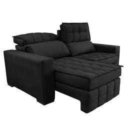 Sofá Retrátil e Reclinável 1,80M Molas Ensacadas e Costura Tripla Cama Inbox Nobre Suede Preto - 7