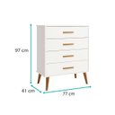 Ver imagem 4 de Comoda Gaveteiro Infantil Isis 4 Gavetas Branco Fosco P/ Quarto do Bebê Retrô 100% Mdf - Reller