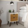 Mesa de Cabeceira Juma 2 Gavetas Estilo Retro - Off White/gaveta Freijó - 3