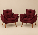 Ver imagem 1 de Kit 02 Poltrona Decorativa Opala Suede Bordô Sala Quarto Recepção