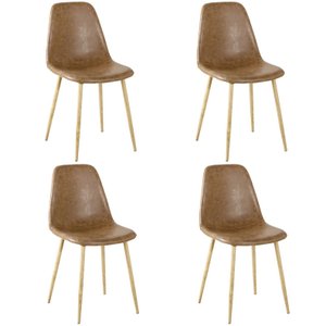 Kit 4 Cadeiras Tânia em Pu Marrom Vintage Base Clara - Rivatti