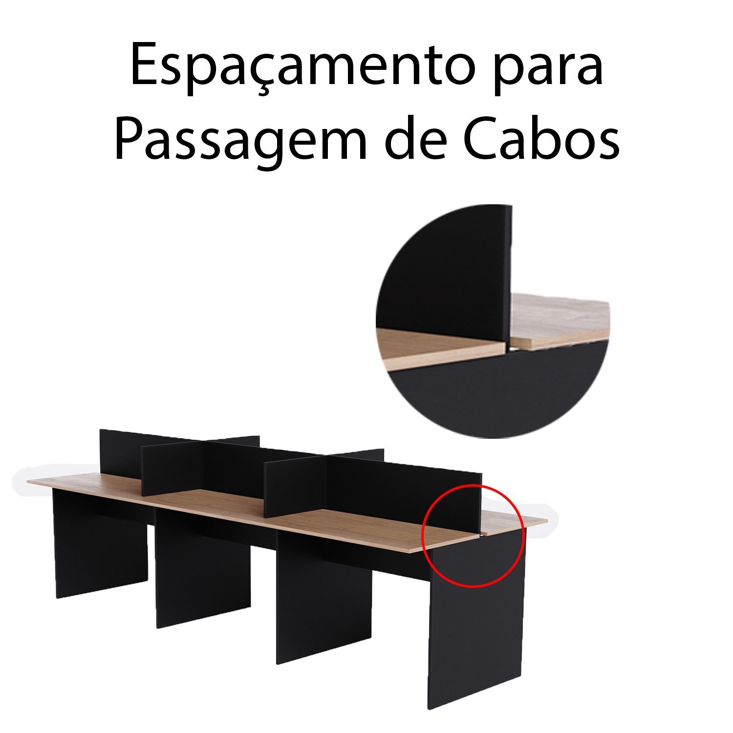 Mesa Plataforma 6 Lugares Cor:Freijo com Preto - 3