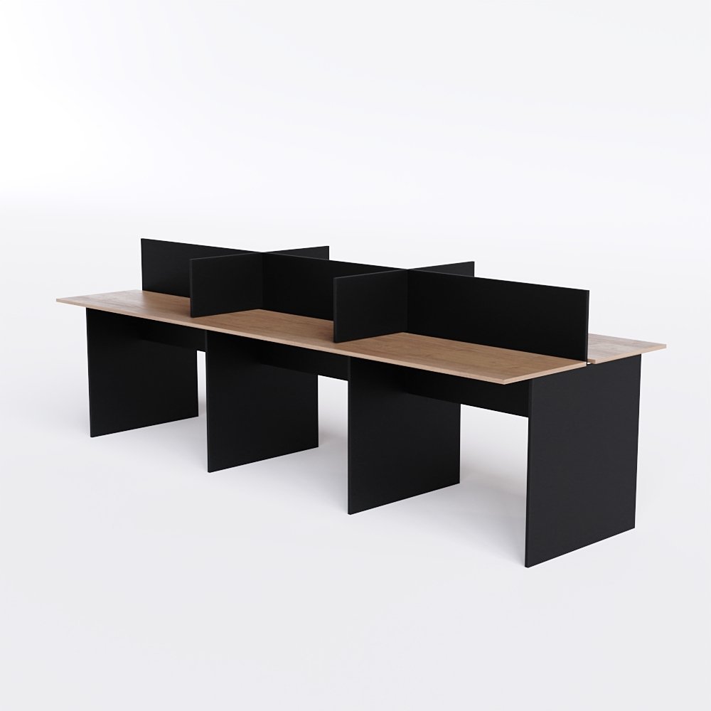 Mesa Plataforma 6 Lugares Cor:Freijo com Preto