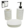 Jogo Para Banheiro De Porcelana Relevo Branco Com 3 Pecas 09 - 1
