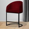 Banco Banqueta Alta Poltrona Mia Base Metal Preta Veludo Cor:vermelho - 2