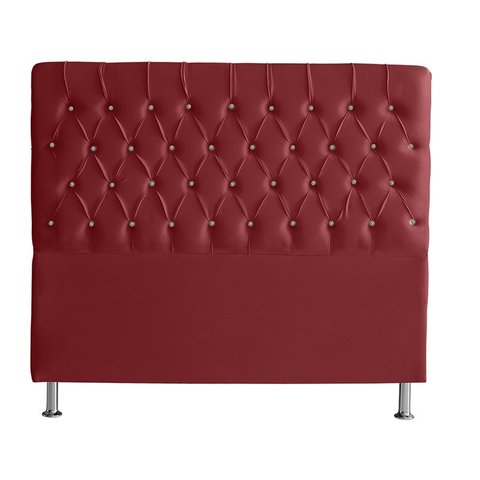 Cabeceira de Cama Box Bella Casal 140 Cm Suede Botão Cristal Vermelho Ec Móveis
