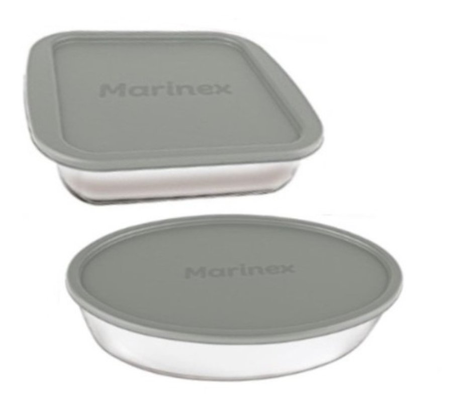 Conjunto Assadeiras De Vidro Com Tampa Marinex 02 Peças - 1