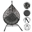 Ver imagem 3 de Cadeira Balanço Ninho Suspenso Gota Tramado Almofada Impermeável Acesse Móveis Preto-cinza