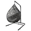 Ver imagem 4 de Cadeira Balanço Ninho Suspenso Gota Tramado Almofada Impermeável Acesse Móveis Preto-cinza