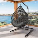 Ver imagem 1 de Cadeira Balanço Ninho Suspenso Gota Tramado Almofada Impermeável Acesse Móveis Preto-cinza