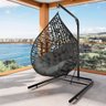 Cadeira Balanço Ninho Suspenso Gota Tramado Almofada Impermeável Acesse Móveis Preto-cinza - 1