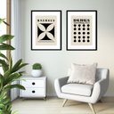 Ver imagem 2 de Kit 2 Quadros Grandes Bauhaus Preto - 60x48cm:madeira Preta