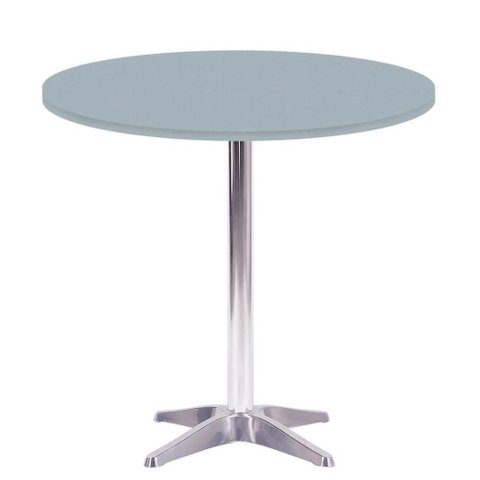 Mesa Delta em Alumínio 75 Cm (alt) Base em X Tampo Mdp Redondo 80 Cm (larg) X 2,50 Cm (alt) Cinza