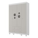 Ver imagem 2 de Guarda-roupa Infantil 122cm com Vidro 4 Portas e 2 Gavetas Suspiro Multimóveis Mp4458 Branco/off