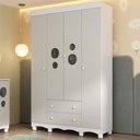 Ver imagem 1 de Guarda-roupa Infantil 122cm com Vidro 4 Portas e 2 Gavetas Suspiro Multimóveis Mp4458 Branco/off