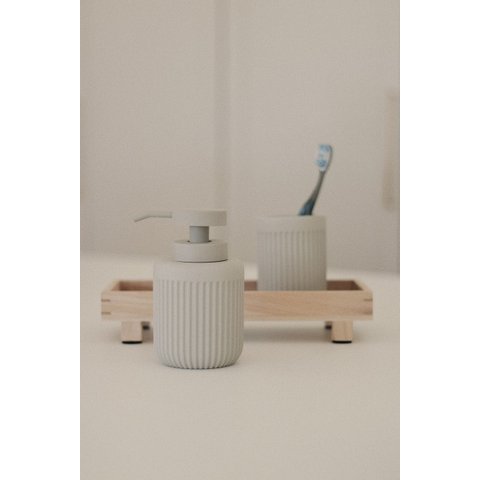 Porta Sabonete Líquido Canelado em Cimento Gray - 150ml