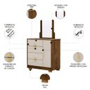 Ver imagem 3 de Cômoda para Quarto 93cm com Espelho Ilha Bela Imbuia/fendi - Vila Rica