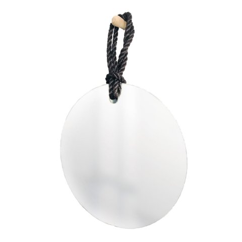 Espelho Decorativo Hole Alça Sisal Preta 50 cm Redondo