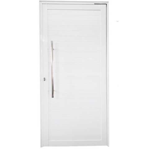 Porta Pivotante de Alumínio Branco com Puxador Linha Roma:Esquerda/ 210 x 100