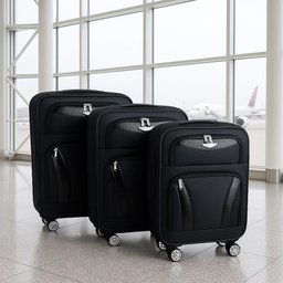 Kit Malas Viagem Rigidas 3 Peça Preta Expansivel 4 Rodas 360 - 2