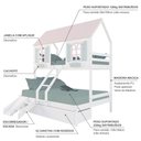 Ver imagem 4 de Beliche Casal/ Solteiro Casinha Bela 02 Gavetas Kit Escada/escorregador - Madeira Maciça Branco/