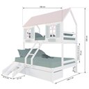 Ver imagem 3 de Beliche Casal/ Solteiro Casinha Bela 02 Gavetas Kit Escada/escorregador - Madeira Maciça Branco/