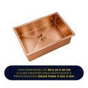 Ver imagem 7 de Cuba Cozinha Gourmet Completa 50x40 Nano Aço Inox 304 Escovado Rose Brinovar