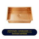 Ver imagem 5 de Cuba Cozinha Gourmet Completa 50x40 Nano Aço Inox 304 Escovado Rose Brinovar