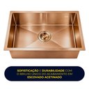 Ver imagem 3 de Cuba Cozinha Gourmet Completa 50x40 Nano Aço Inox 304 Escovado Rose Brinovar